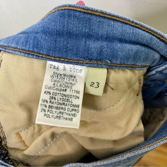 rag & bone Kilbowie Zippered Distressed Skinny Jeans 23 - Picture 8 of 9